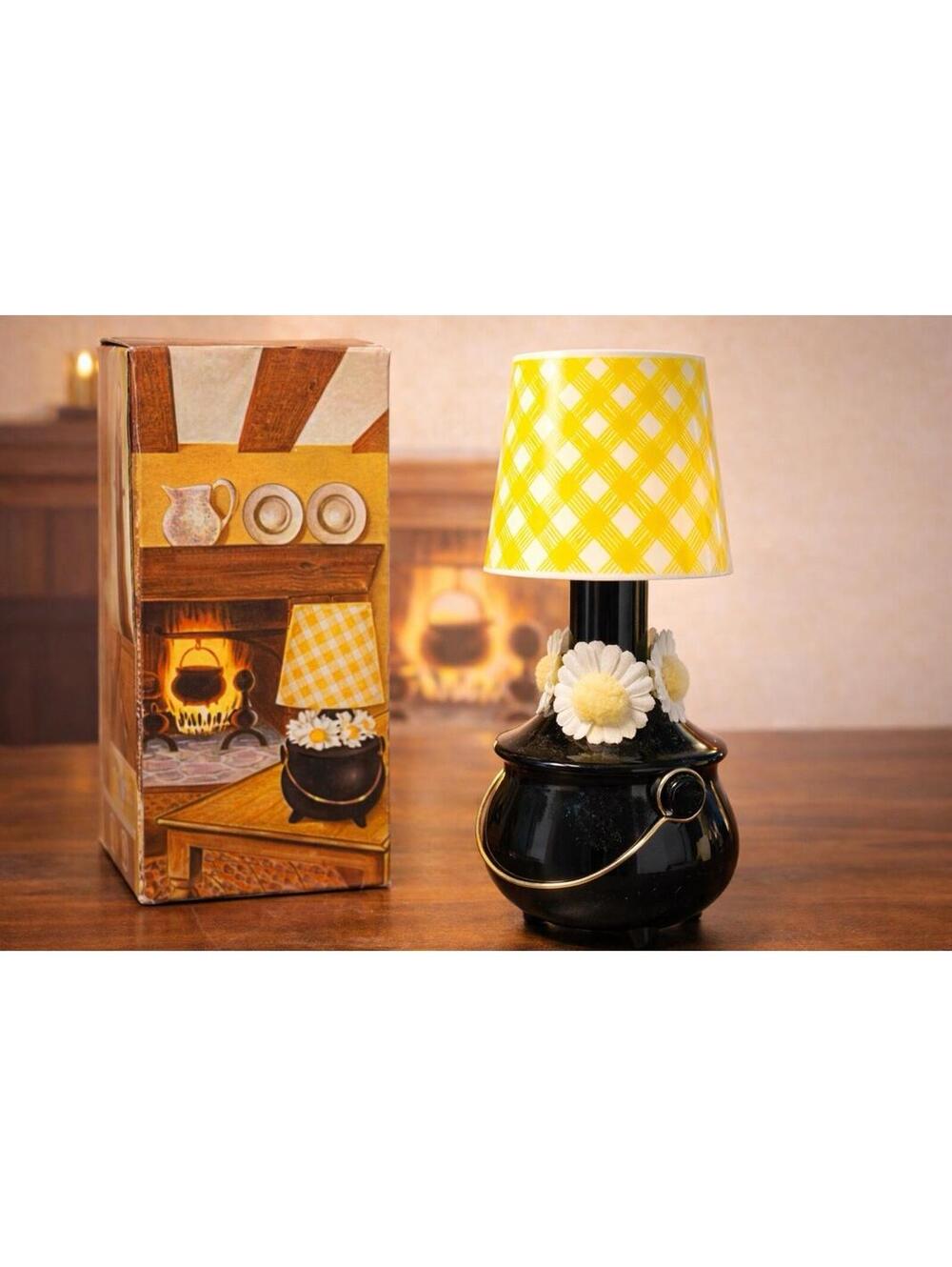 Avon 1970s Hearth Lamp Roses Roses Cologne Figural Bottle With Box, 3.5x8.25”